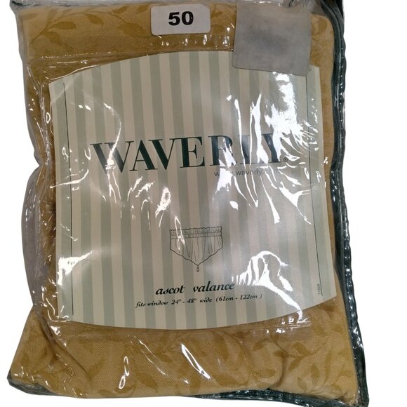Waverly Ascot Valance Pair Gold Leaf With Tassel Classic 2 pieces 51.5x23.5 READ - Picture 1 of 6